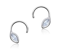 Oval CZ Curved Silver Ear Stud STS-3264